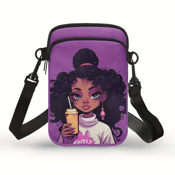 Stylish African Print Double-Layer Crossbody Bag - Lightweight Adjustable Strap, - Picture 5 of 11